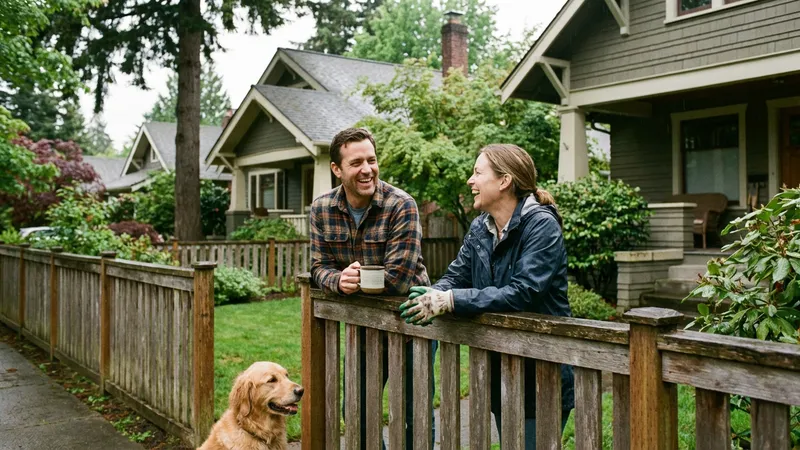 Neighbors discussing property development opportunity